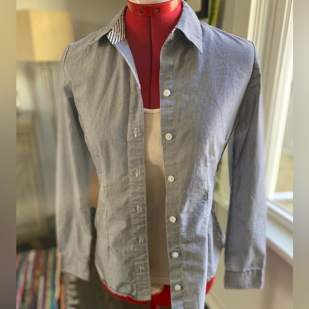 Apt.9 blue pinstripe button-down shirt, XS
